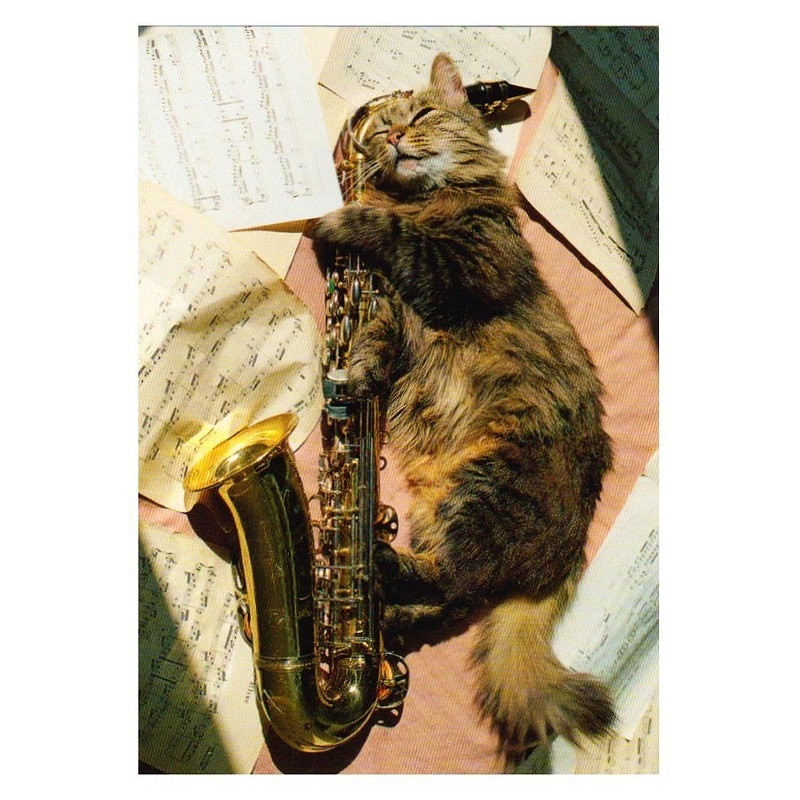 ART UNLIMITED ポストカード 【猫×サックス】 | ART UNLIMITED,ポスト
