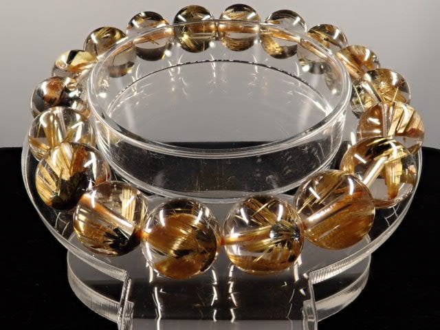 金運強 太陽放射ルチルブレスレット ヘマタイト ルチルクォーツ 2-14