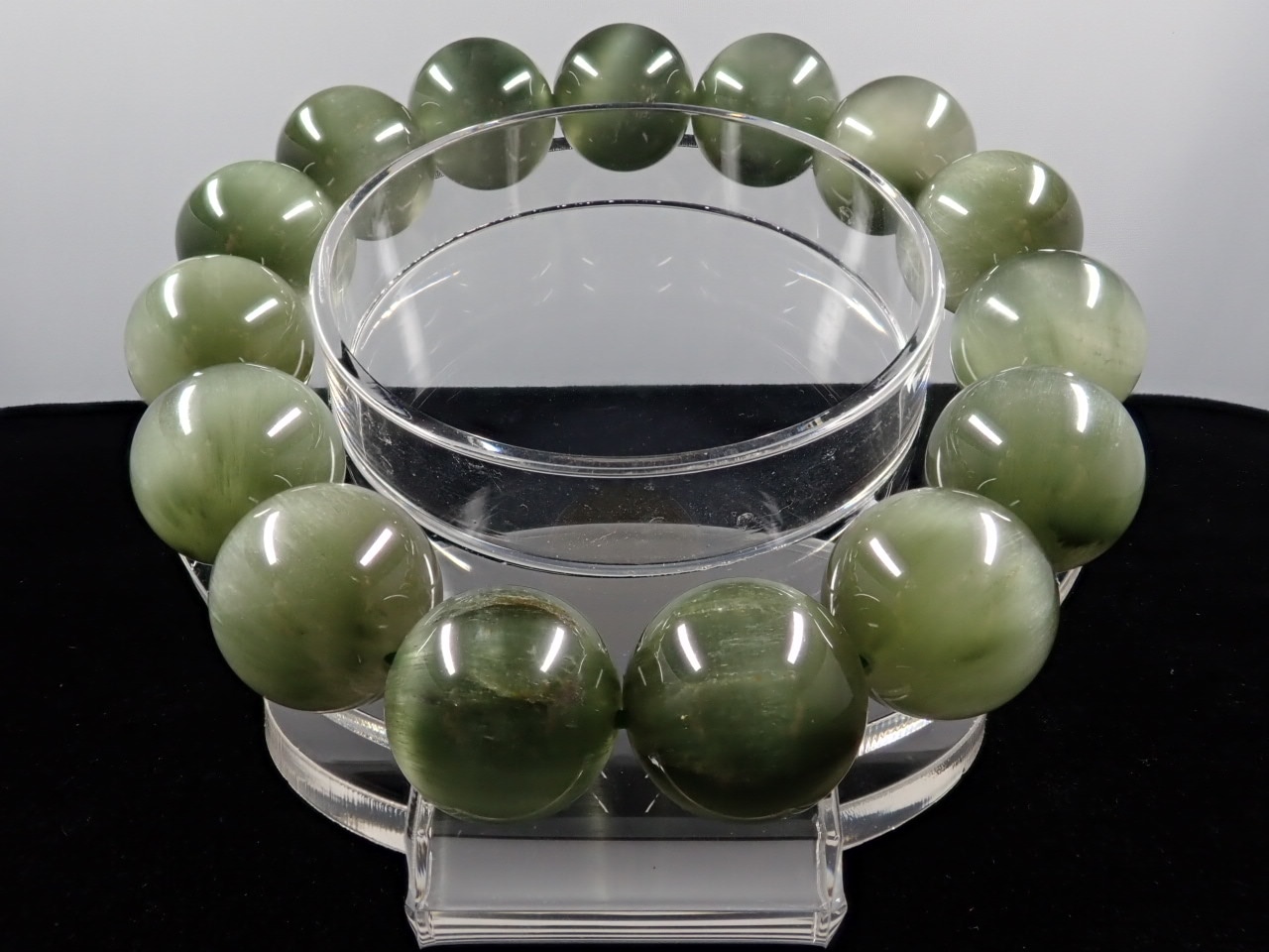 キャッツアイグリーンルチル（アクチノライト） ブレスレット 14.4