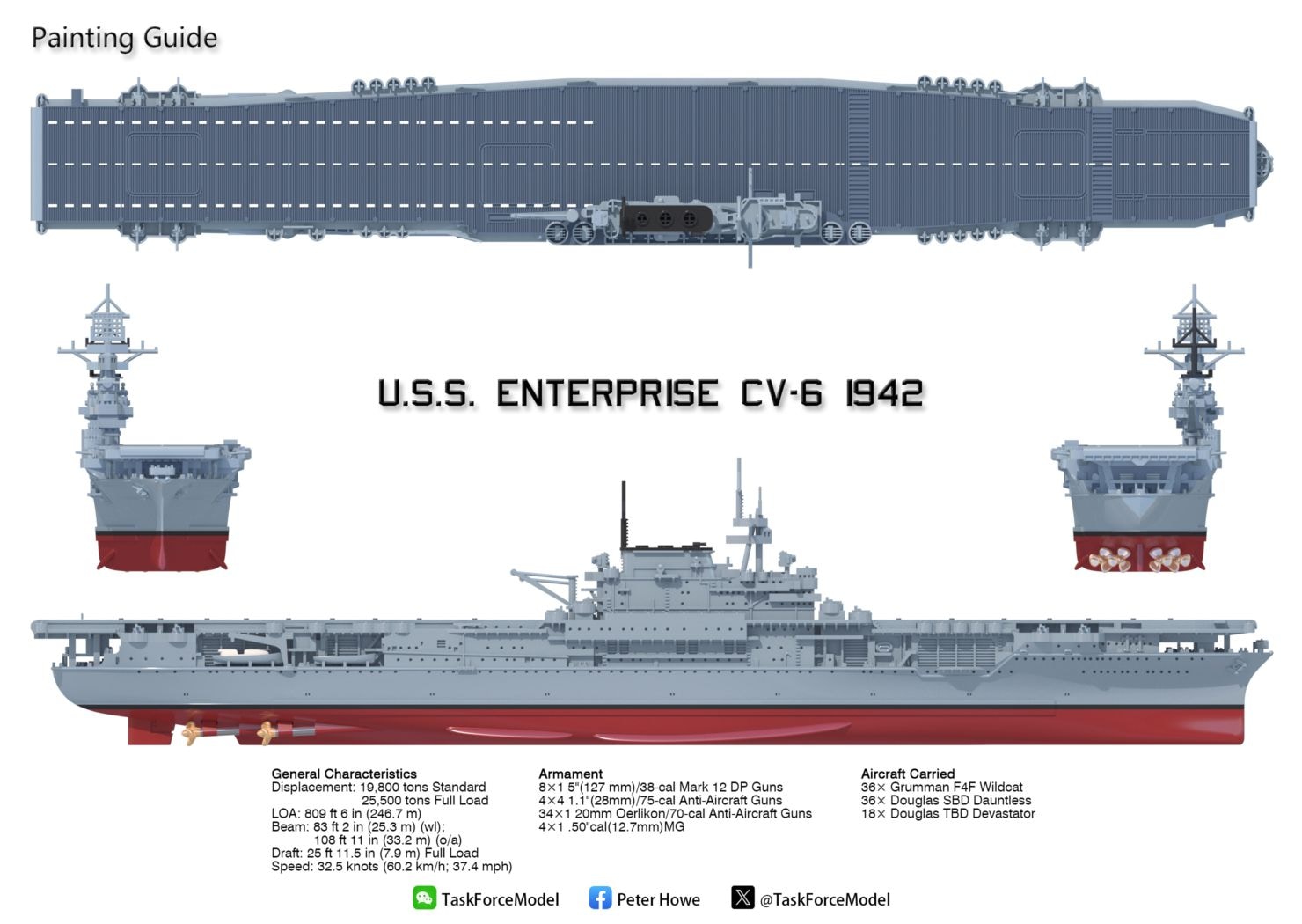 1/2000 航空母艦エンタープライズ（1942年時） の販売 DAMEYA-NET