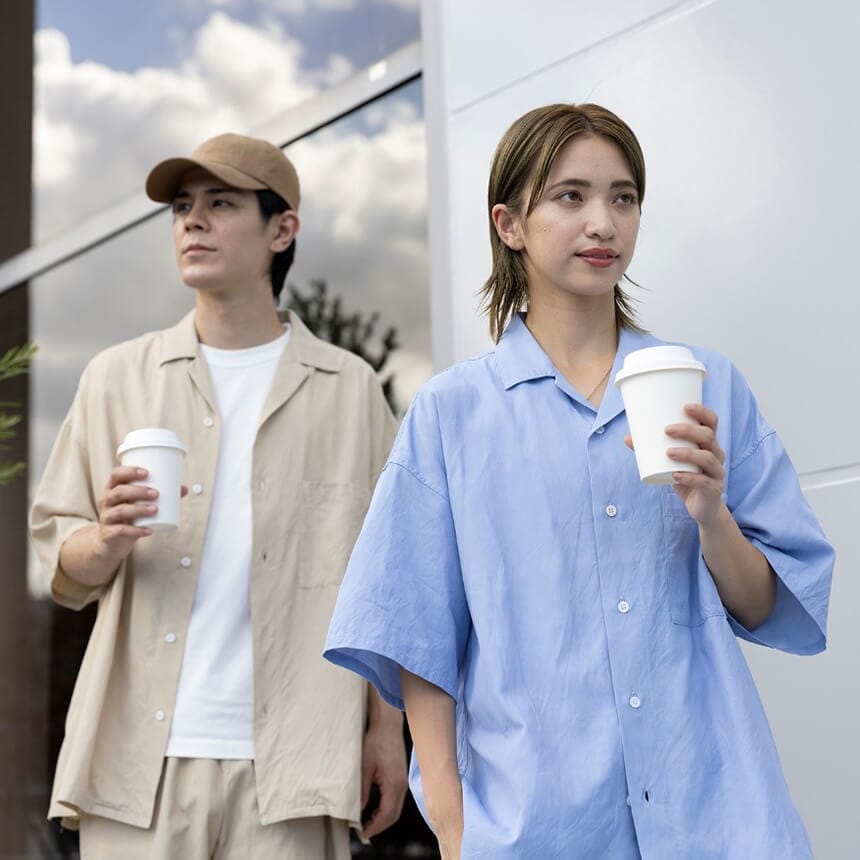 オーバーサイズオープンカラーシャツ＆ショートパンツ