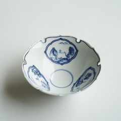 波佐見焼 間取山水 雪輪型深小鉢 ｜ 四季折々のおしゃれな和食器通販