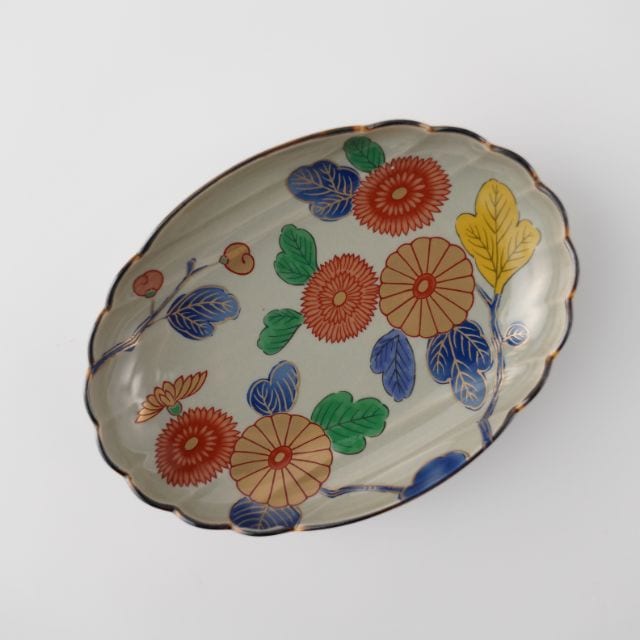 波佐見焼 古伊万里菊紋 楕円皿 ｜ 四季折々のおしゃれな和食器通販