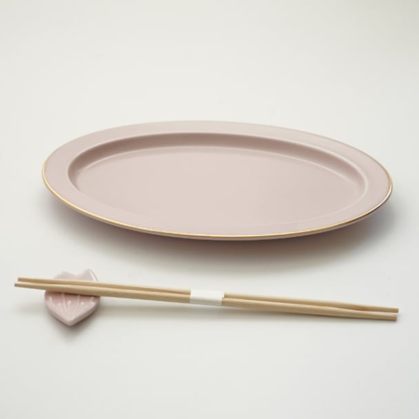 マットピンク（渕金）オーバルプレート FOURGRACEオリジナル ｜ 四季