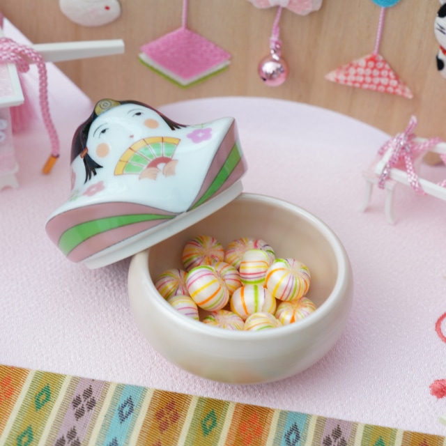 有田焼 ピンク梅柄パールおひな様珍味入れ お雛様 ｜ 四季折々の