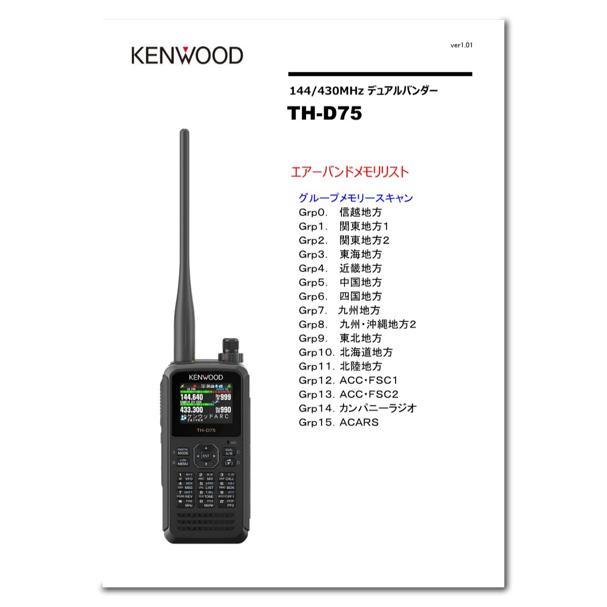 TH-D75 エアーバンドスペシャル+受信改造済 ケンウッド 144/430MHz