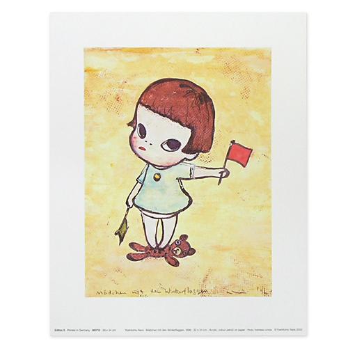 奈良美智 ポスター [手旗信号少女]｜ラムフロム - アートグッズ