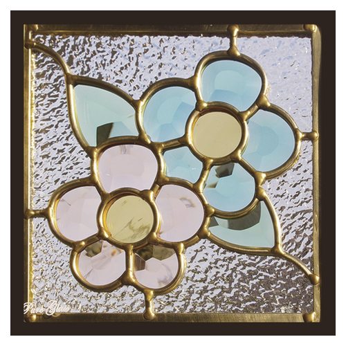 ステンドグラス (SH-D27) 200×200×18mm デザイン 花 ピュアグラス D