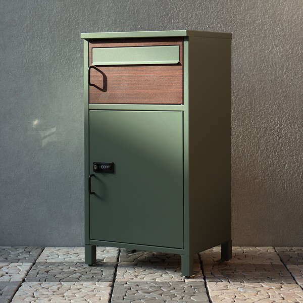 宅配ボックス 郵便ポスト一体型 バルトロ エバーグリーン/ブラウン木目