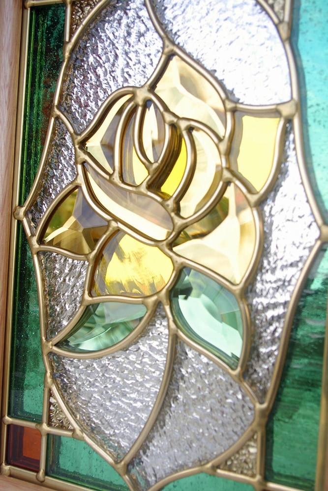 ステンドグラス 壁掛け 薔薇 フレーム：クリア (SH-PS01) 幅221×高さ