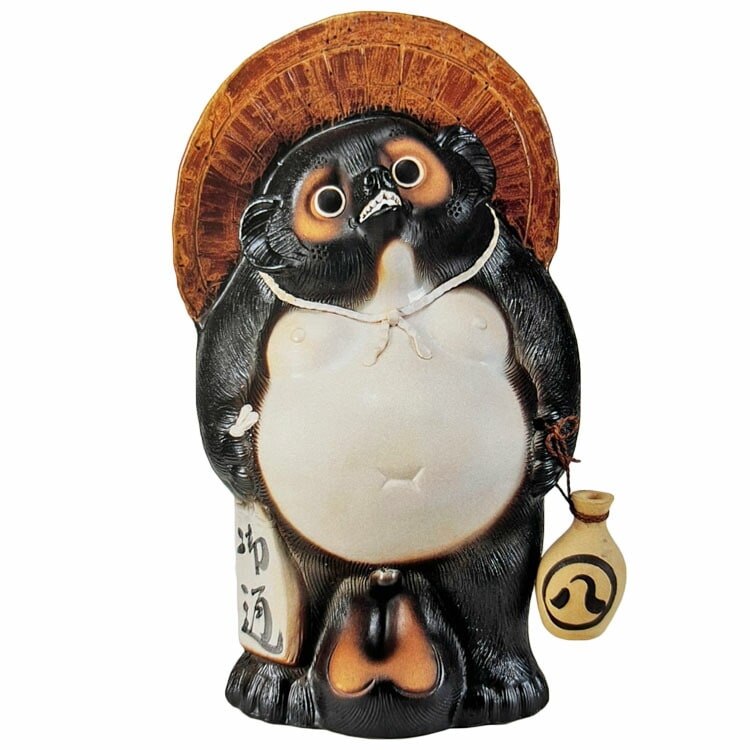 信楽焼 釉薬陶器製 福狸置物（タヌキ）オブジェ（オーナメント）H81cm