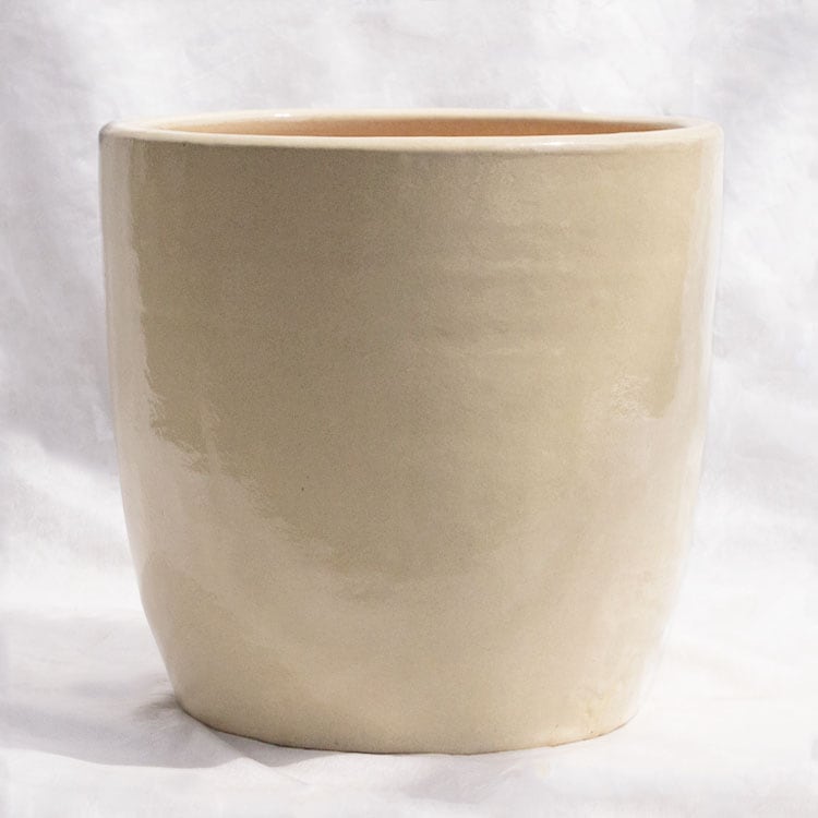 植木鉢 釉薬陶器製 ループ ラウンド クリーム（ホワイト・白）φ30.5cm