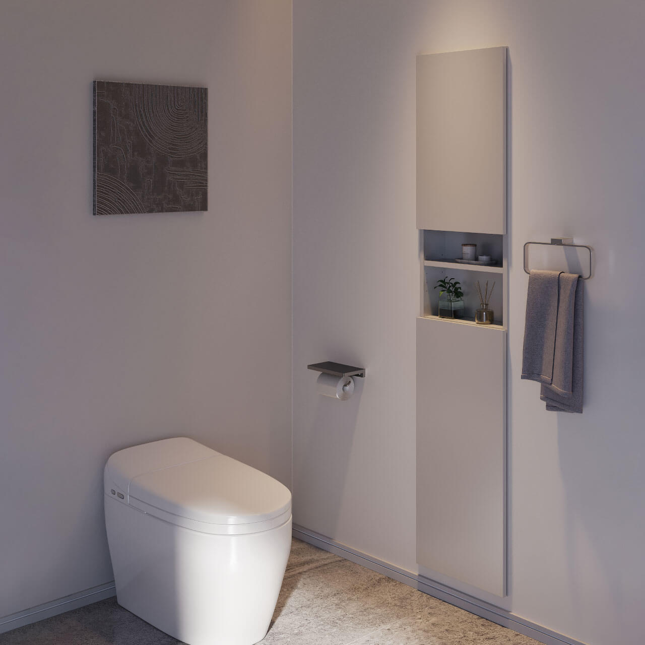 ニッチ収納 埋込収納棚トイレ収納 幅37.5cm 高さ175cm セラミカネロ色