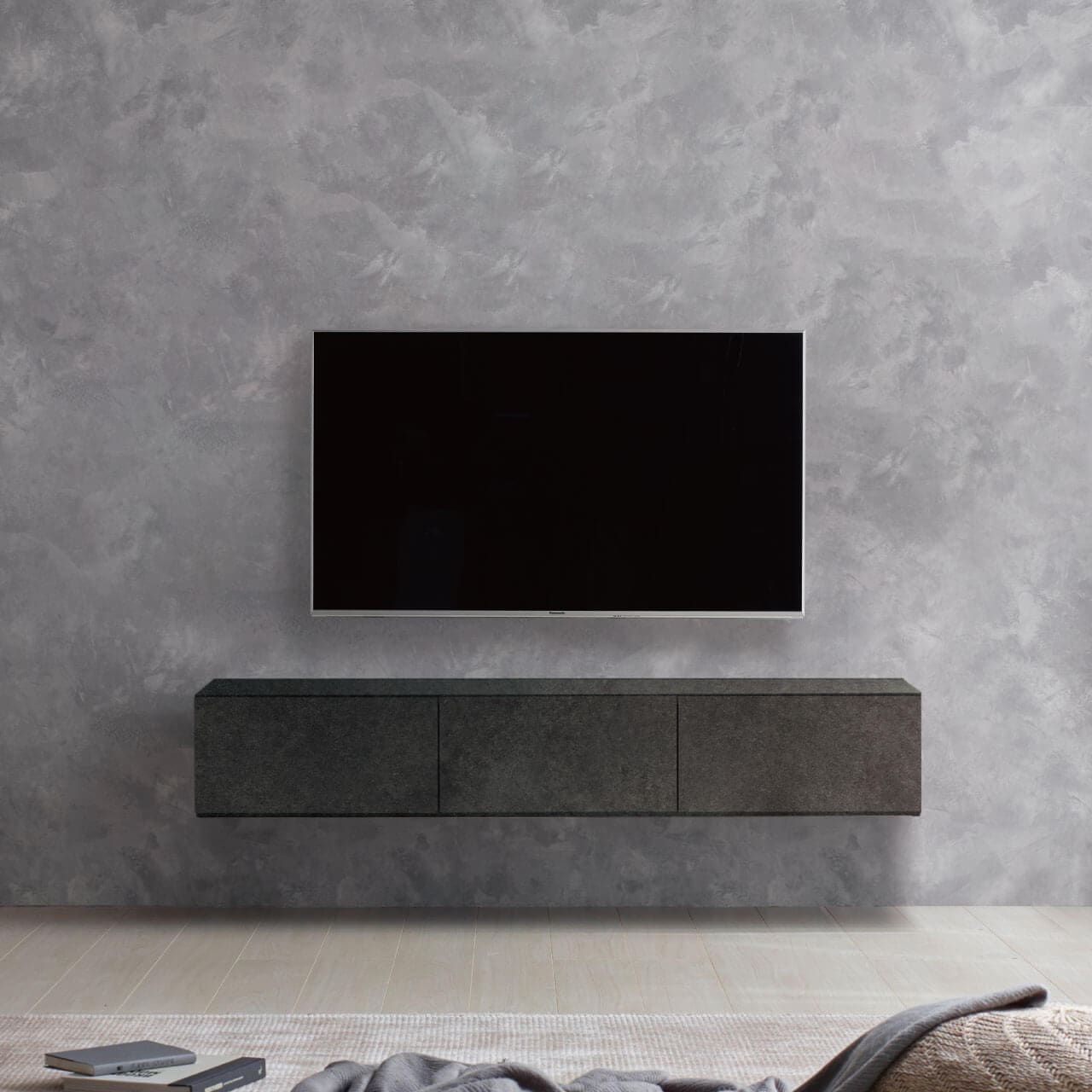 フロートテレビボード 幅150cm 奥行36cm リモコン操作可能 同色仕上げ