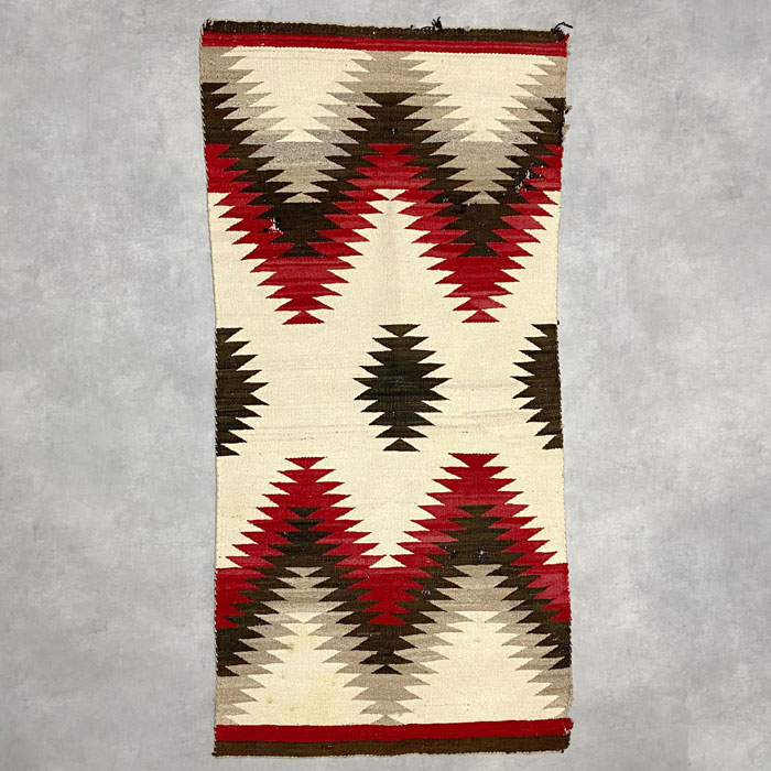 40s OLD NAVAJO HANDWOVEN TRIPLE CHEVRON DESIGH WOOL RUG 78×155