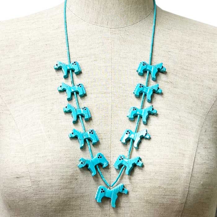 インディアンジュエリー ズニ ターコイズ オニキス ホース