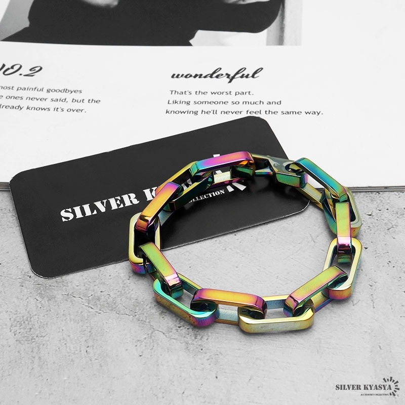 316L チェーンブレスレット レインボー [b562-rainbow] | スタイルで