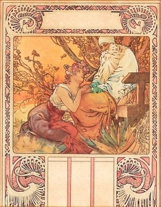 アルフォンス・ミュシャ 「目覚め（ショコラ・マッソンのための下絵
