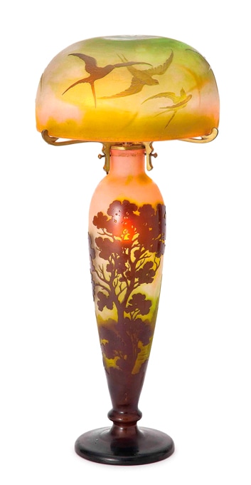 エミール・ガレ 「ツバメと湖水風景文ランプ」 | | アトリエ・ブランカ