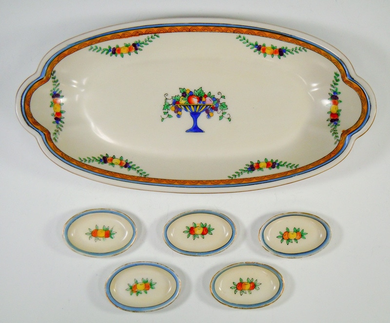 オールドノリタケ 「フルーツコンポート文セロリセット（6点セット