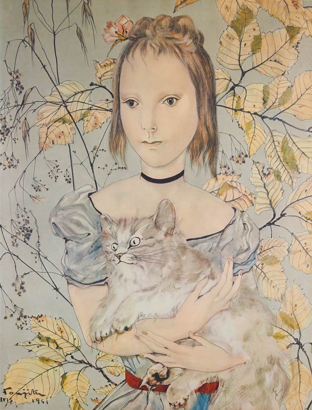 藤田嗣治 「欅の前で猫を抱く少女」 | | アトリエ・ブランカ