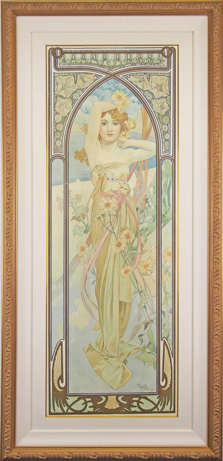 アルフォンス・ミュシャ 「四つの時の流れ」 四点セット（個別額装