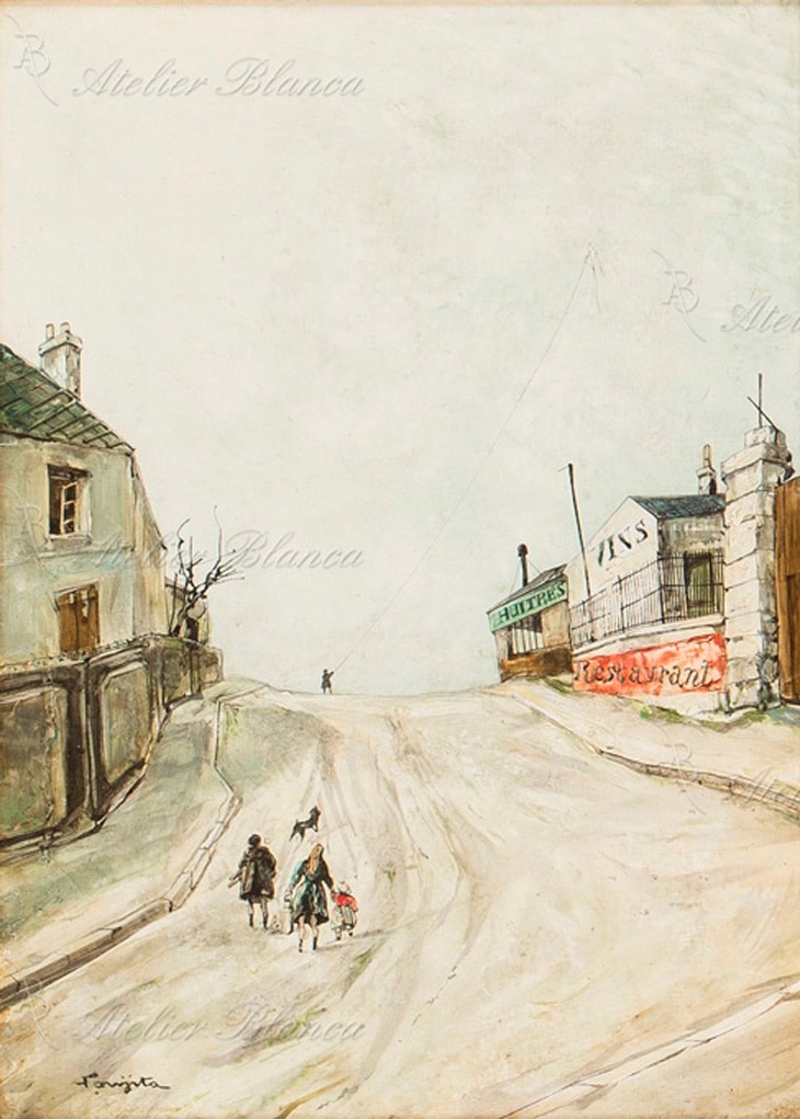 藤田嗣治 「坂道のある風景（パリ郊外）」 | | アトリエ・ブランカ