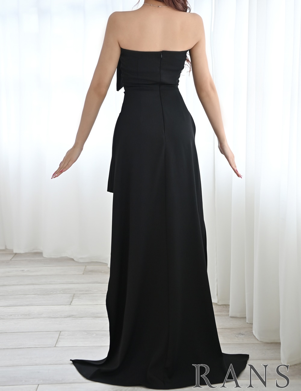 Sのみ即納][instock]【RANS】ミニ/ドレス/ワンピース/ブラック/リボン