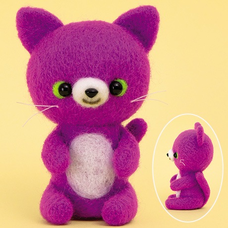 H441-623 ネオンカラーアニマルズ 紫のねこ - ハマナカ商店