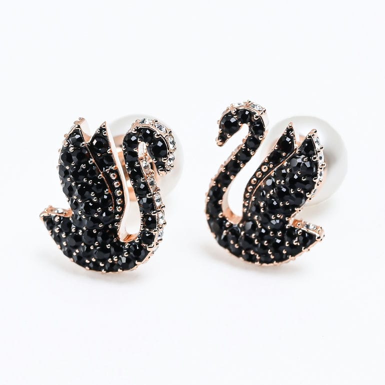 スワロフスキー SWAROVSKI ピアス Iconic Swan スワン ブラック×クリア
