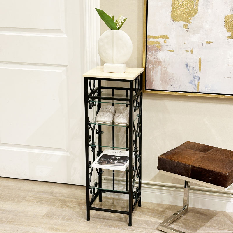 アイアン×大理石のスリッパラック / アンティーク調 6足収納 | 家具