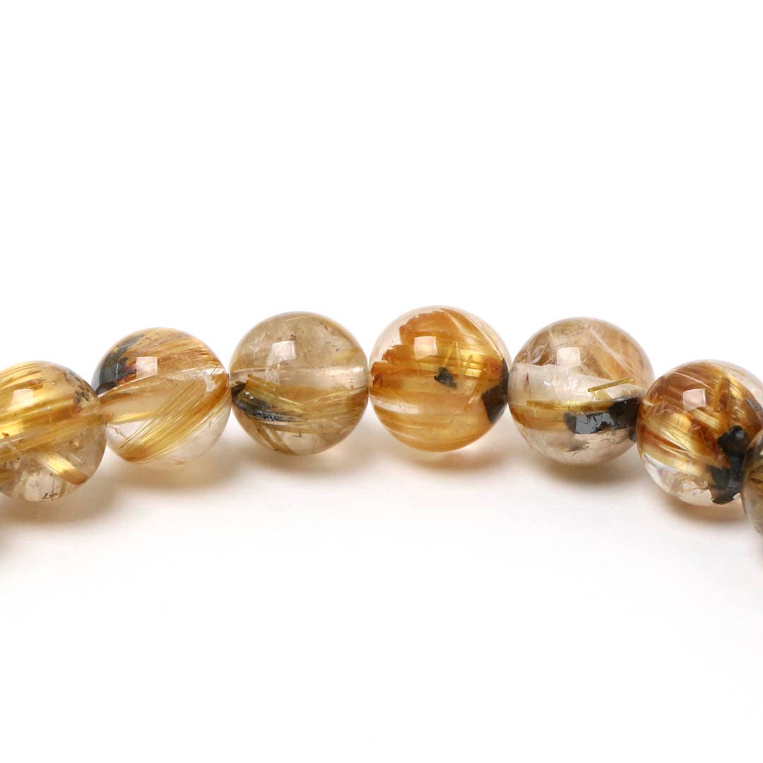 ヘマタイトwithゴールデンルチルクォーツ 6ミリブレスレット