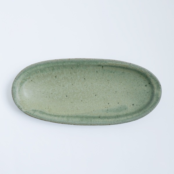 清岡幸道 青灰オリーブバケット皿 13.5×29cm