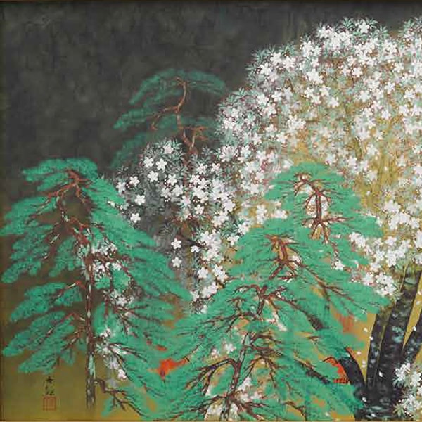 横山大観「夜桜（左隻）」＜額装＞｜エンディショップ【公式通販】