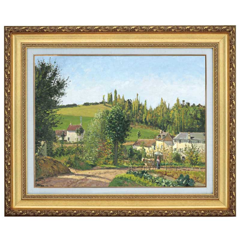 ポントワーズ近くの村』 カミーユ・ピサロ 10号 立体複製名画 額装付
