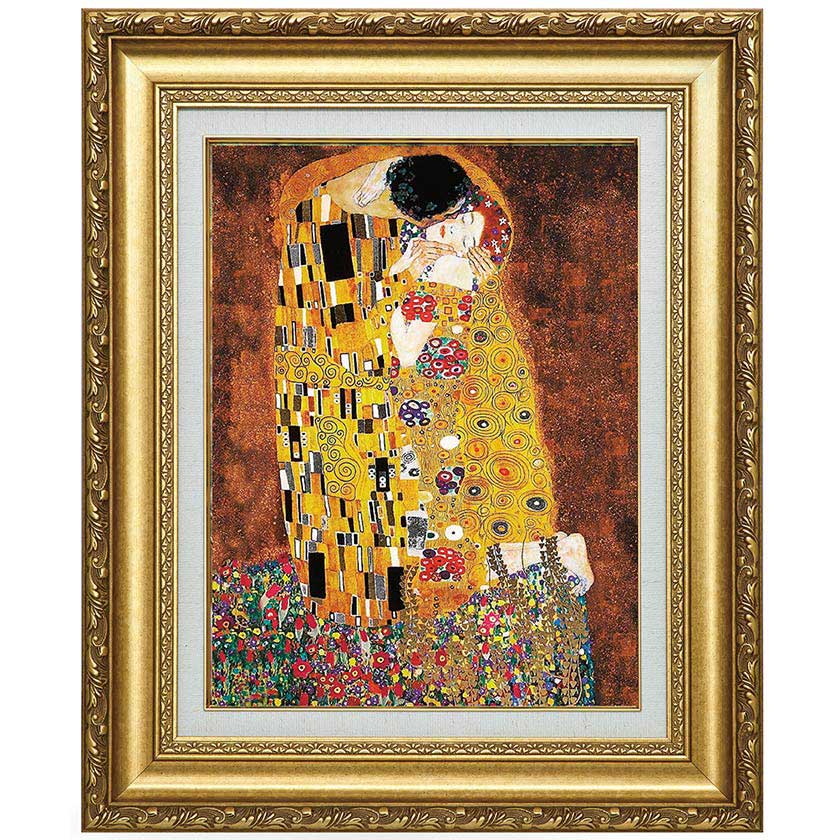 接吻』 グスタフ・クリムト 10号 立体複製名画 額装付 【ポイント5