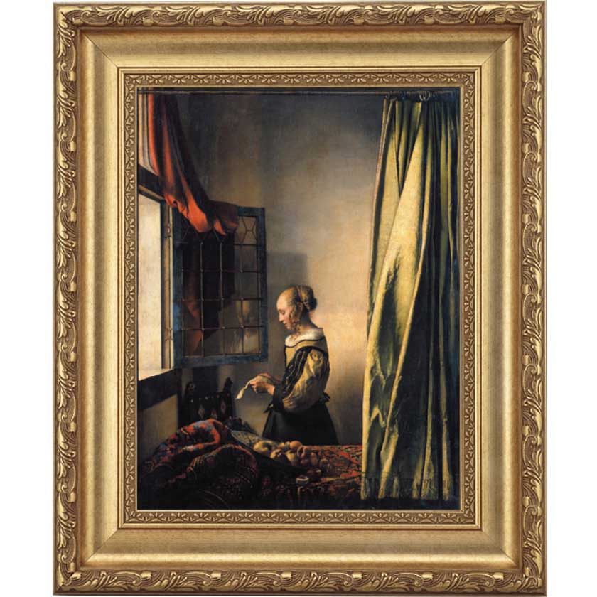 窓辺で手紙を読む女』 ヨハネス・フェルメール 4号 立体複製名画 額装