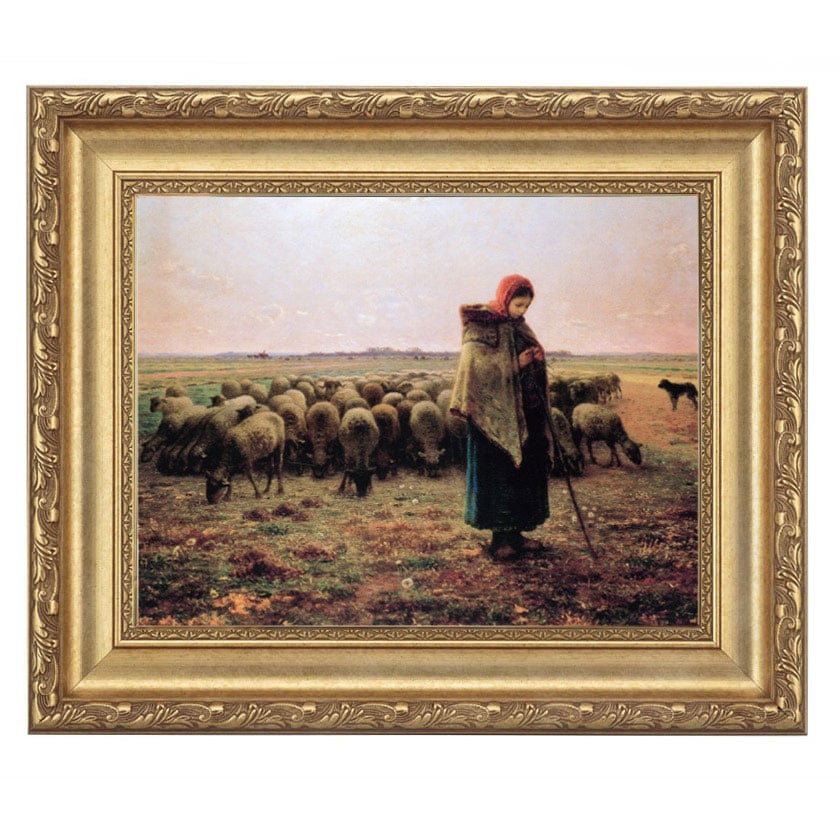 羊飼いの少女』 ミレー 4号 立体複製名画 額装付 【ポイント5％還元中