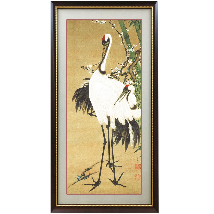 竹梅双鶴図 額装 伊藤若冲 複製コレクション 美術品 インテリア