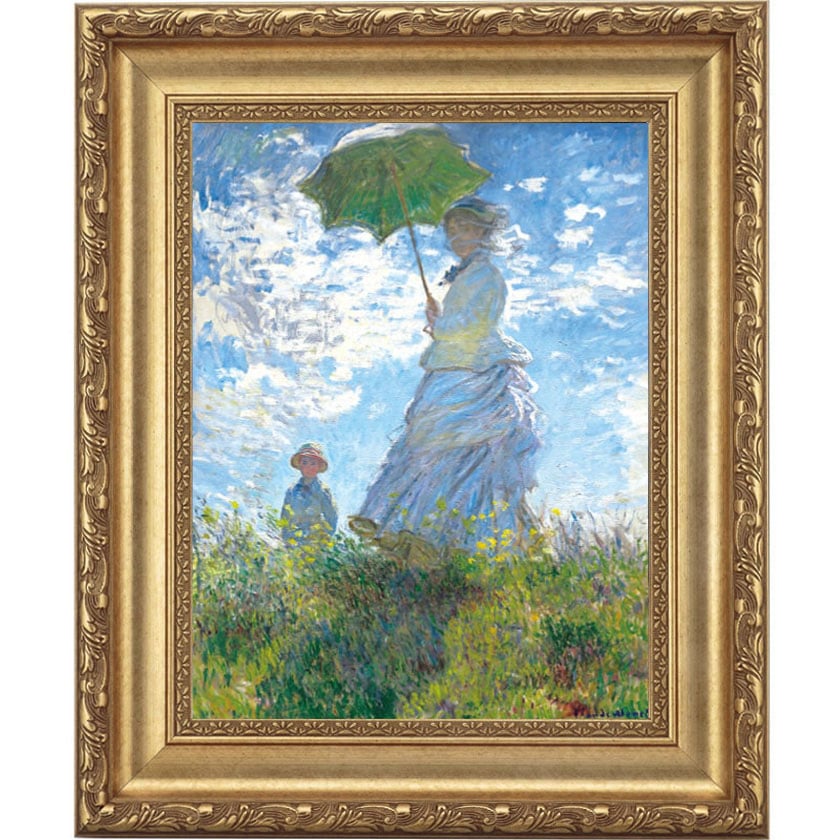 散歩、日傘をさす女性』 クロード・モネ 4号 立体複製名画 額装付