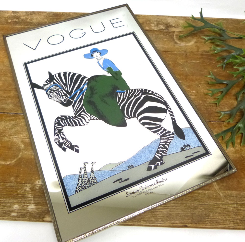 希少】ヴィンテージ VOGUE ヴォーグ パブミラー / 鏡【店舗什器