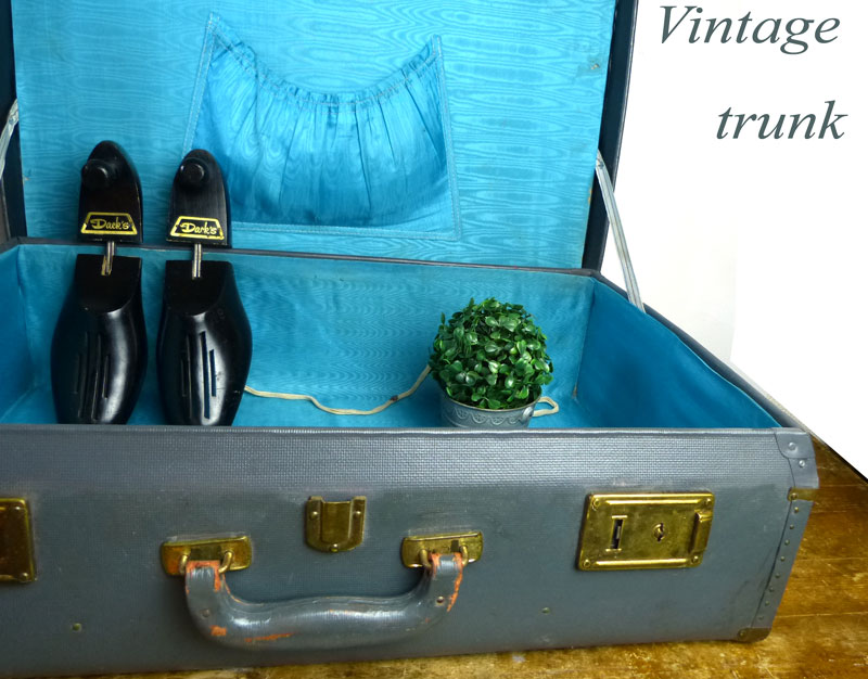 アンティーク ビンテージ トランク オールドスーツケース(灰色