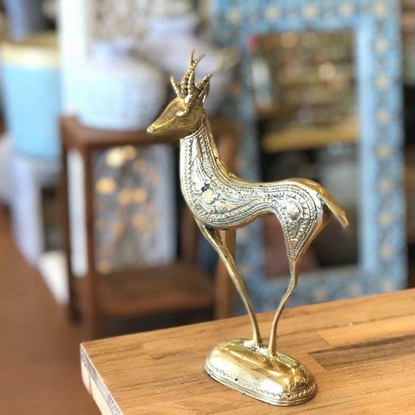 キジャン（鹿）のオブジェ／鹿の置物 【ゴールド】 真鍮製 | <font