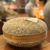 バリ島雑貨 ソカシ／蓋つき小物入れ／小さなソカシ／バンブー＆ビーズ