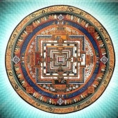 曼荼羅額入り／手描きマンダラ／時輪タントラ／カーラチャクラ