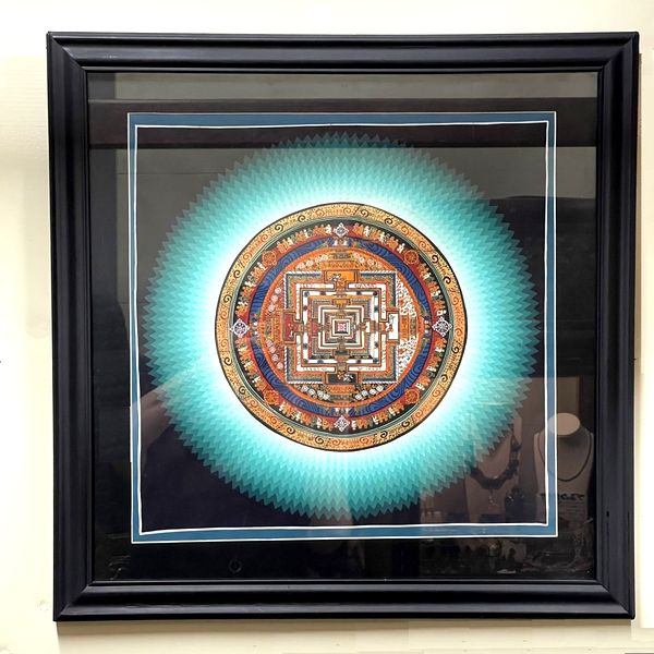 曼荼羅／タンカ額入り／手描きタンカ／時輪タントラ／カーラチャクラ