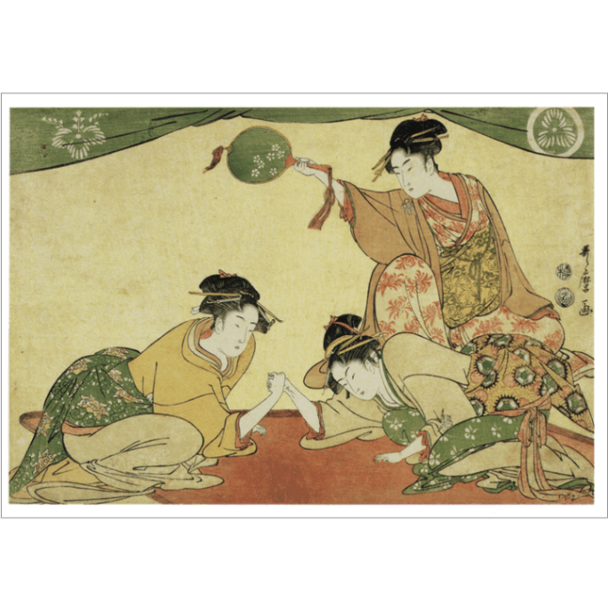 絵はがき〈おきたとおひさの腕相撲〉喜多川歌麿 T-140京都便利堂
