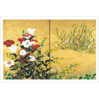 絵はがき〈四季草花図（右隻・部分）〉 中村芳中 NA-519京都便利堂