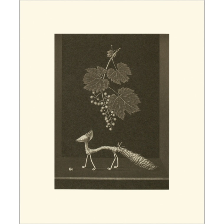 額絵〈狐と葡萄（ラ・フォンテーヌ寓話）〉長谷川潔京都便利堂