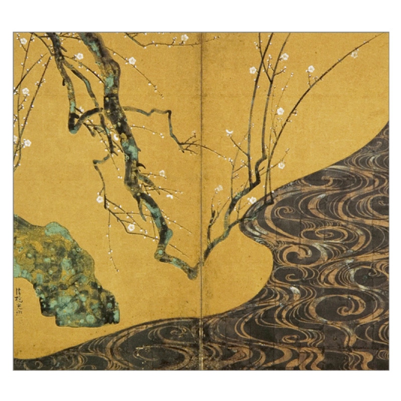 ミニ色紙〈国宝 紅白梅図(白梅図)〉尾形光琳京都便利堂オンラインショップ